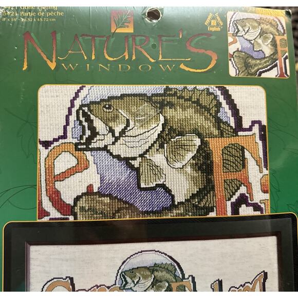 NIP Natures Window Counted Cross Stitch Kit GONE FISHING #5421 - Picture 3 of 4